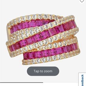 Lab created Ruby ring 14k over sterling silver Size 7